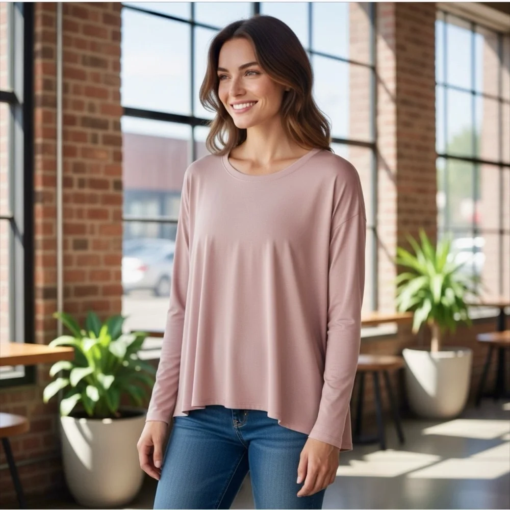 Lululemon Modal Relaxed Fit Long Sleeve Shirt Misty Shell Size 12 NWT